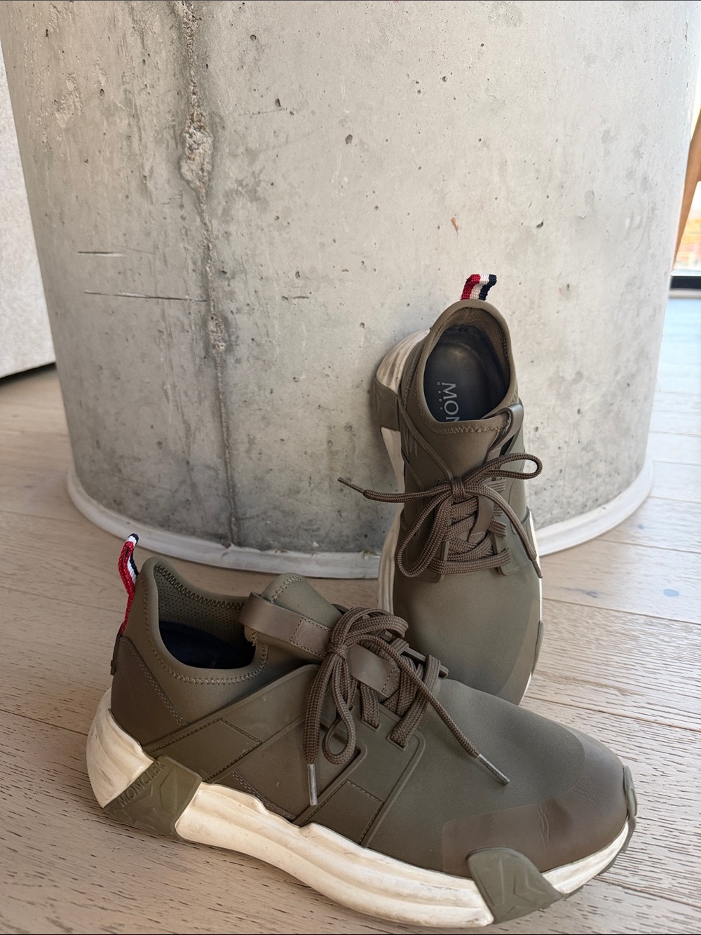 Moncler Olive Green and White Men's Sneakers
